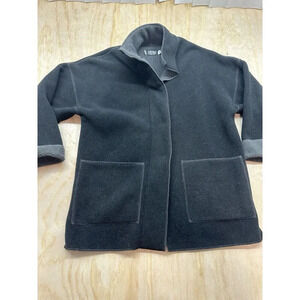 Cameleon Women’s Fleece Jacket XS‎ Oversized Black Gray Made In USA